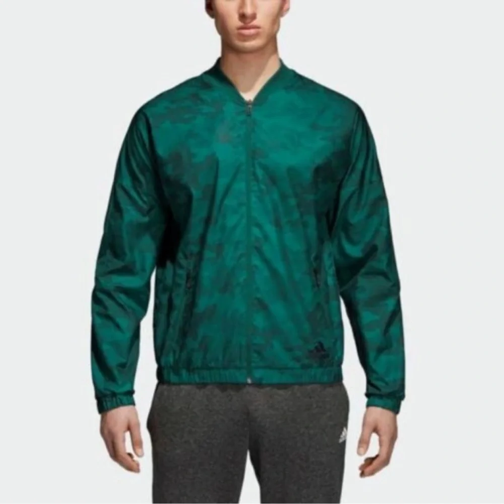 ADIDAS DQ1429 Woven Training Camouflage Full Zip Jacket Green Men’s Size Medium